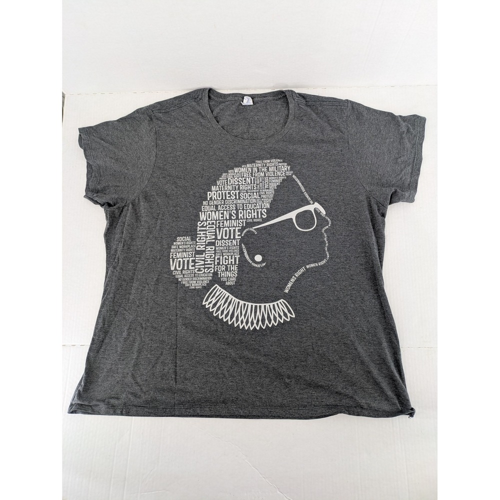 Ruth Bader Ginsburg RBG Graphic T-Shirt Womens XL Gray Feminist Civil Rights Tee